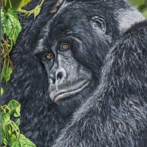 Lisa Kaplan Original Painting – Rafiki the Silverback Mountain Gorilla